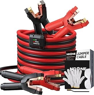 NOONE 0 Gauge 25FT Heavy Duty Jumper Cables for Car Battery, 1000A Automotive Booster Cables with Reverse Polarity Protection for SUVs & Trucks, Includes Bag, Gloves, Brush & Goggles