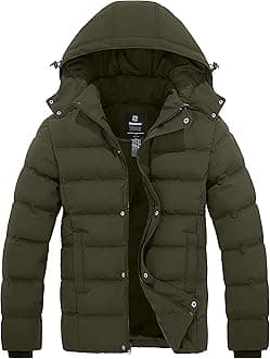 Men's Hooded Winter Coat Warm Puffer Jacket Thicken Cotton Coat with Removable Hood