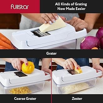 Fullstar Vegetable Chopper & Mandoline Slicer for Kitchen - Food Chopper with Container, Cheese Grater, Home Essentials & Kitchen Gadgets (Lite - 9 in 1)