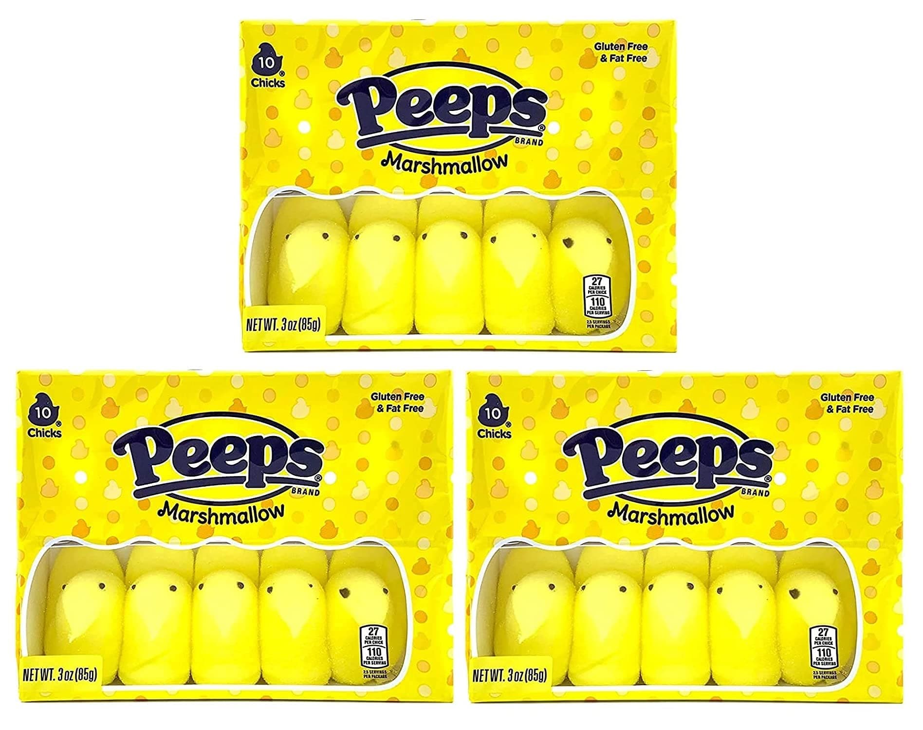 Easter Peeps Peeps Yellow Marshmallow Chicks Easter Candy (Pack of 3), 10 Count