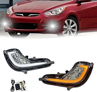 Fit For 2012-2017 Hyundai Accent Fog Lights with DRL and turn signal Full Kit with Switch and Harness (LED Version)