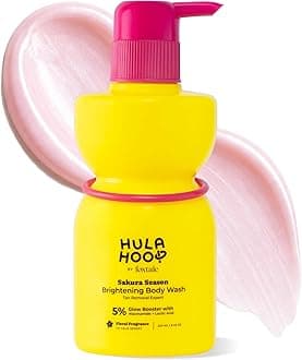 Hula Hoop Brightening Body Wash by Foxtale | Lactic Acid & Niacinamide | Reduces tan from 1st wash | Brightens & Evens Out Skin Tone | Floral Sakura Scent| For Men & Women | 250ml
