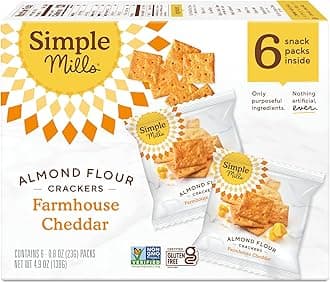 Simple Mills Almond Flour Crackers, Farmhouse Cheddar Snack Packs - Gluten Free, Healthy Snacks, 4.9 Ounce (Pack of 1)