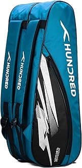 Hundred Cosmogear Badminton Kit-Bag (Teal Blue/Black)|Double Zipper|Bag with Front Zipper Pocket, Polyester