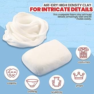 CALPALMY 3.3 lbs Moldable Cosplay Foam Clay (White) – High Density and Hiqh Quality for Intricate Designs | Air Dries to Perfection for Cutting with a Knife or Rotary Tool, Sanding or Shaping