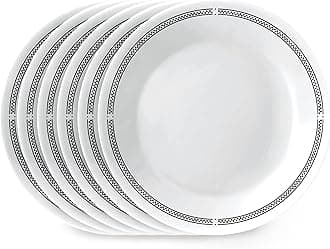 Corelle Vitrelle 6.75" Salad Appetizer Plate Set, Triple Layer Glass and Chip Resistant, Lightweight Round Plates, 6-Piece Brasserie