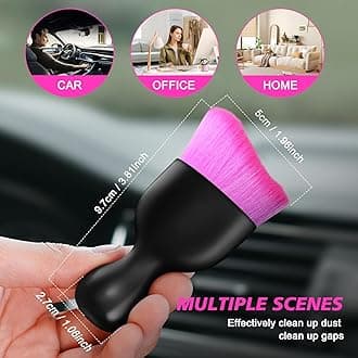 Ouzorp Car Interior Dust Brush - Soft Bristle Detailing Brush for Automotive Dashboard, Air Conditioner Vents, Leather, Computer - Scratch Free (Black & Double Purple)