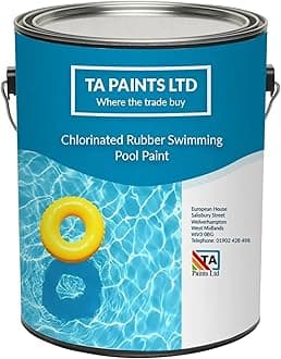 T A Paints Ltd Swimming Pool Paint Waterproof Rubber Pool High Chemical Protection Gloss Pool & Pond Chlorinated Rubber Coating (1 Litre, BS 20 E 51 Blue)
