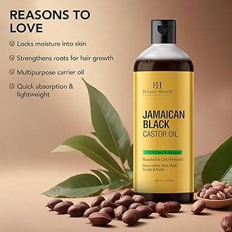 Botanic Hearth Castor Oil | 100% Pure & Natural, Cold Pressed, Organic | 16 fl oz| For Hair, Eyelashes & Eyebrows | Hexane Free, Fast Absorbing