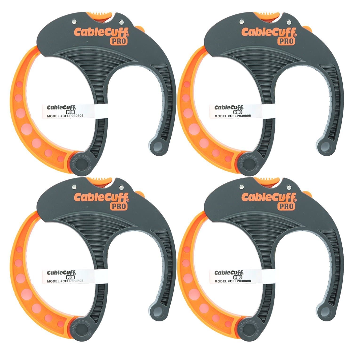 Cable Cuff PRO (4 Pack: 4x Large 3 Inch Diameter) Adjustable, Reusable, Cable Tie Replacements for Extension Cords or Electronics