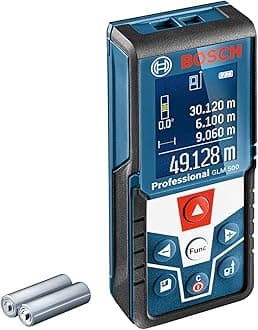 Bosch Professional Laser Measure Glm 500 (Working Range: 0.05M-50M, Incline Range: 0 – 360°, Measurement Accuracy: +/- 1.5 Mm, 2X Batteries Aaa, In Cardboard Box)