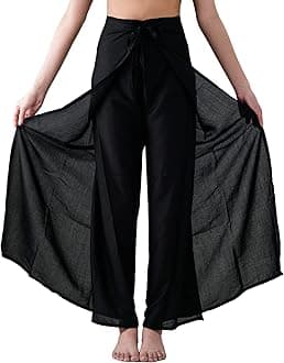 B BANGKOK PANTSWomen's Boho Palazzo Pants Wide Leg Yoga Wrap Tie Up Waist