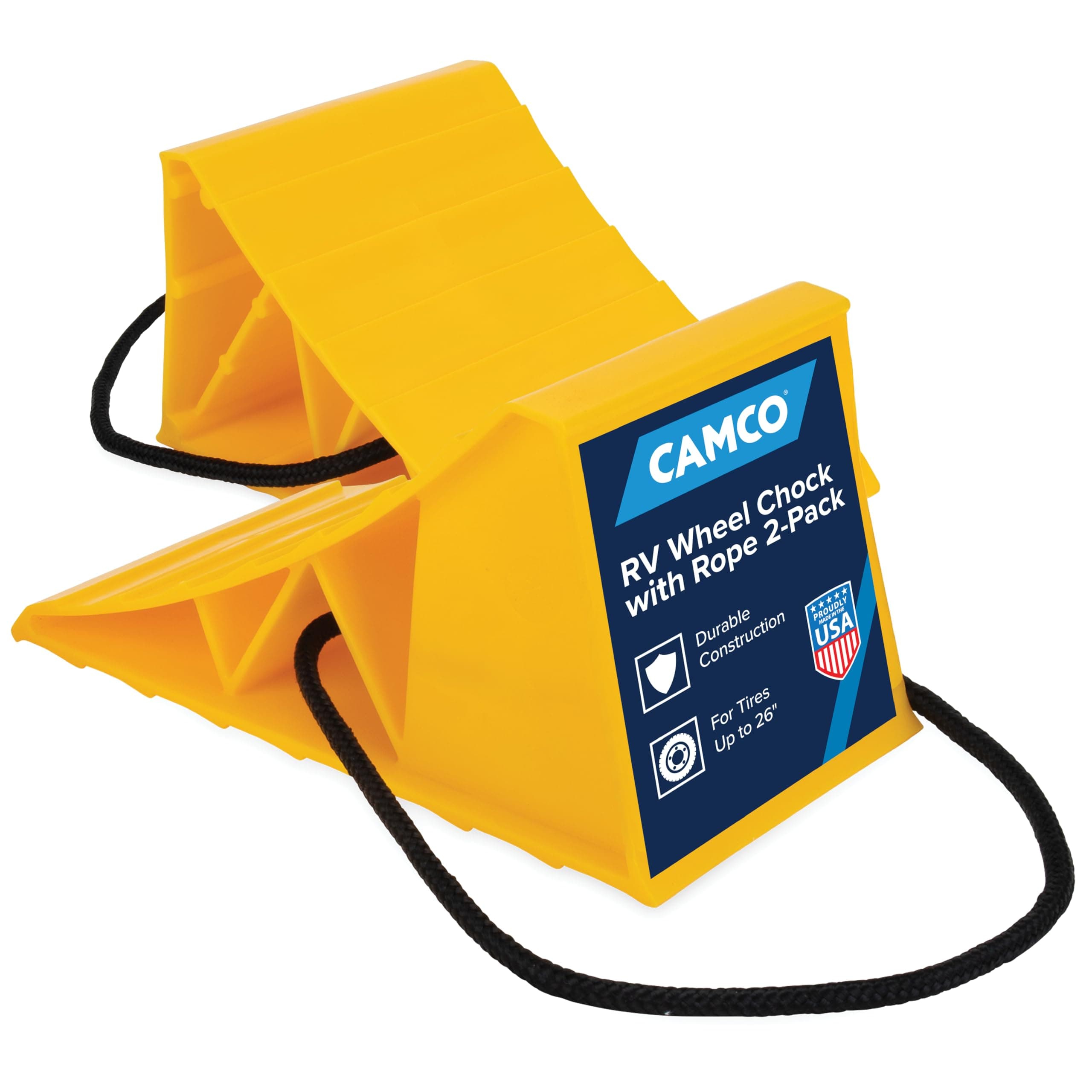 Camco 44471 Wheel Chock with Rope, 2 Pack, Pack of 2, Set of 2