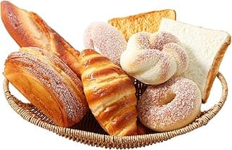 Joeabor 8pcs Artificial Bread Set, Realistic Fake Food for Display, Fake Bread for Decoration, Faux Food Props, Includes Faux Croissant, Dessert, Baguette and Toast