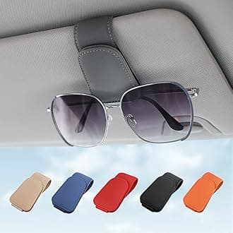 Toby's Sunglass Holder for Car Visor Sunglasses Clip Magnetic Leather Glasses Eyeglass Holder Auto Interior Accessories Universal for SUV Pickup Truck -Gray