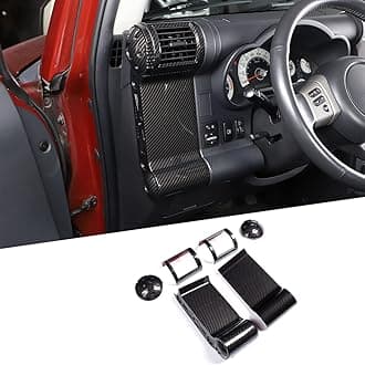 Side Air Vent Frame Fit for Toyota FJ Cruiser 2007-2021, ABS Dashboard Air Vent Outlet Cover, Center Console Air Vent Outlet Cover Trim Frame, 6 PCS (Carbon Fiber Pattern Black)