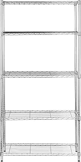 AmazonBasics 5-Tier Steel Shelf, Metal Rack, Kitchen Rack, Load Capacity 794kg, Width 36 × Depth 14 × Height 72 inches, Chrome