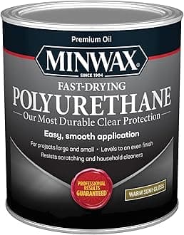 Minwax Fast Drying Polyurethane Protective Wood Finish, Clear Semi-Gloss, 1 Quart