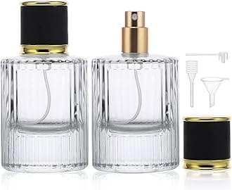 Segbeauty Vintage Perfume Bottles, 2 Packs 50ml Glass Cologne Refillable Perfume Bottle Atomizer Travel, Empty Clear Perfume Decanter Essential Oil Container Sprayer Cologne Atomizer for Men Women