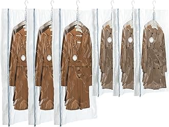 TAILI Hanging Vacuum Storage Bags Space Saver Bags (3 Long, 3 Short), Cream Vacuum Sealer Bags for Clothing, Suits and Jackets, Closet Organizers and Storage