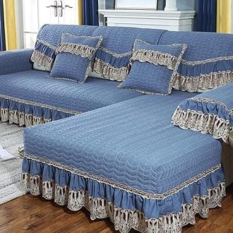 Sofa Cushion Non Slip,Sofa Cushion Non-Slip Modern Home Sofa Cover Four Seasons Universal@Blue_90*90Cm(1Pcs)