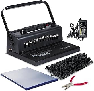 Spiral Binding Machine for Letter Size/A4/A5, Electric Coil Inserter, Manual Round Hole Punch, Adjustable Side Margin, with 100pcs 5/16" Binding Coils & Plier & Binding Cover