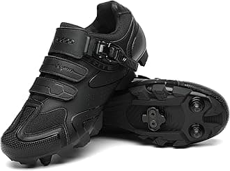 KESCOOMens Mountain Bike Shoes with 2-Bolts SPD Cleats Included, Cycling Shoes with Quick Ratchet Buckle Indoor Outdoor Riding Biking