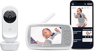 Motorola Nursery Baby Monitor VM44 - WiFi Video Baby Monitor with Camera 4.3" HD Screen - Connects to App, 1000ft Long Range, Two-Way Audio, Remote Pan-Tilt-Zoom, Room Temp, Lullabies, Night Vision