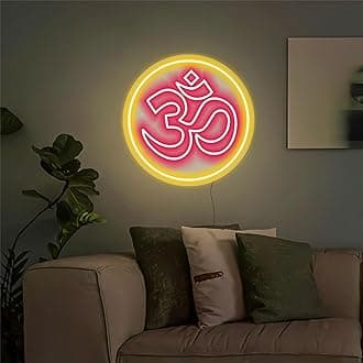 OM Home Decor Neon Light for Wall, Office, Pooja room, Mandir Decoration, Ideal Gift for women and men - (OM Inside Circle 12"Inch x 12"Inch - Red)