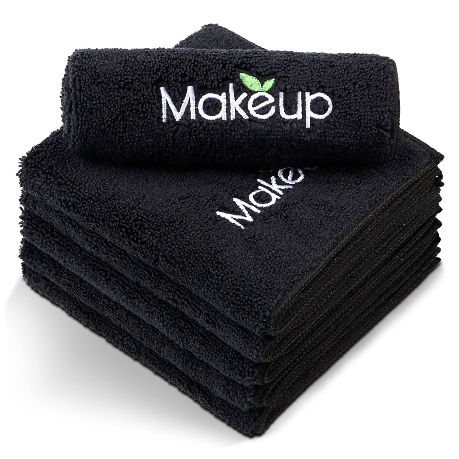 Orighty Microfiber Makeup Remover Cloths - Super Soft, Quick Dry Face Towels for Cleansing, 13 x 13 Inch, 6 Count, Black