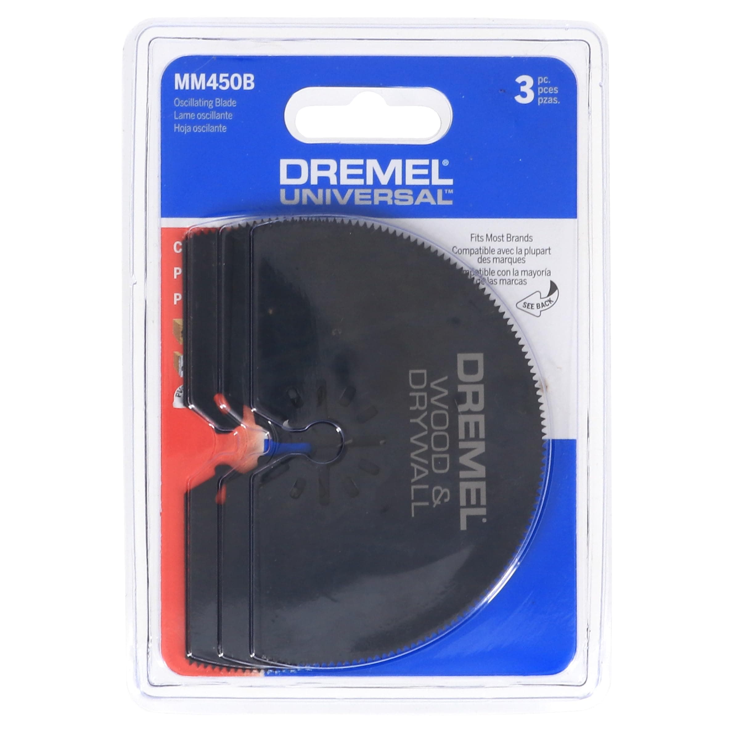 Dremel MM450B 3-Pack Wood & Drywall Oscillating Multi-Tool Blades, Cutting Blades Perfect For Precise Cuts - Universal Quick-Fit Interface Fits Bosch, Makita, Milwaukee, and Rockwell, Black