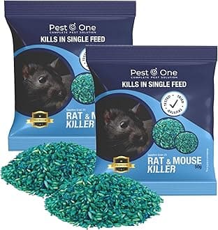 Rat Poison Bait Grains Mouse Poison Grain Rodent Control Maximum Strength Strongest Rodent Killer Fast Acting Single Feed Whole Wheat Grain Bait Sachets (2 x 50g)