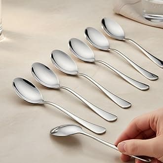Parage 12 Pieces Stainless Steel Table Spoon for Tea, Coffee, Sugar & Spices | Spoon Set | Cutlery | Steel Spoons - Set of 12 Spoons with Round Edge