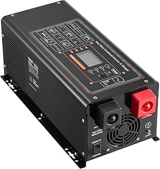 VEVOR Pure Sine Wave Inverter Charger, 2000 Watt, DC 12V to AC 120V, Battery Charger with LCD Display, Remote Control, Solar Inverter for Off-Grid Solar RV Boat Home, Compatible with Various Batteries