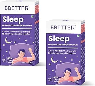 BBETTER Sleep Melatonin 10mg Sleeping Aid Pills with Valerian 100mg | Promotes Relaxation & Sleep, Helps Improve Sleep Quality - 60 Tablets (Pack of 2)