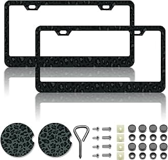 Black Leopard Print Printing License Plate Frames，Leopard Car Accessories for Women & Men,Cute License Plate Holder,Black Leopard Print Lover,Fits Standard US Vehicles Size 12.2 x 6 Inch