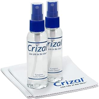 Crizal Glasses Cleaner | Eyeglass Cleaner- Lens Cleaner (2 oz) with 7" x 5 3/4" Microfiber Cloth. #1 Doctor Recommended Eye Glass Cleaner for All Anti Reflective Lenses-2 Pack