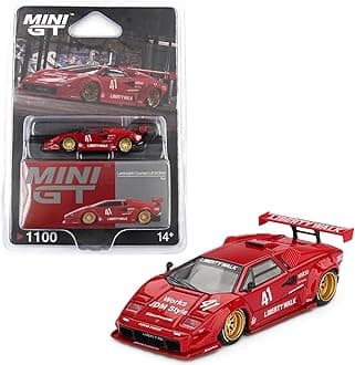 Diecast Model Car Compatible with Mini GT 1:64 Lamborghini Countach LB-Works Red Limited Edition MGT01100