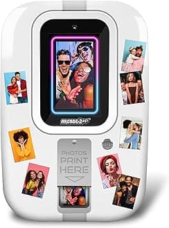 Touchscreen Photobooth - Personalize Your Selfies with Stickers, Picture Effects, and Cool Filters, Prints 2" x 3" Photos, Instantly Share via QR Code - Perfect for Parties and Weddings