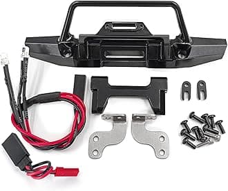 AXSPEED Front Aluminium Bumper with LED Light for 1:18 TRX4-M TRX4M Upgrade Parts (Front Bumper)