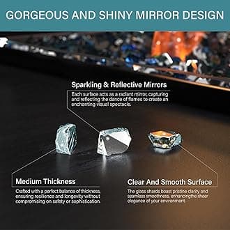 NUPICK 5 Pound Fire Glass, 1/2 Inch Reflective Fire Pit Glass, Tempered Firepit Glass Rock for Propane or Natural Gas, Glass Rocks for Fire Pit Table, Fireplace Glass for Landscaping, Aqua Blue