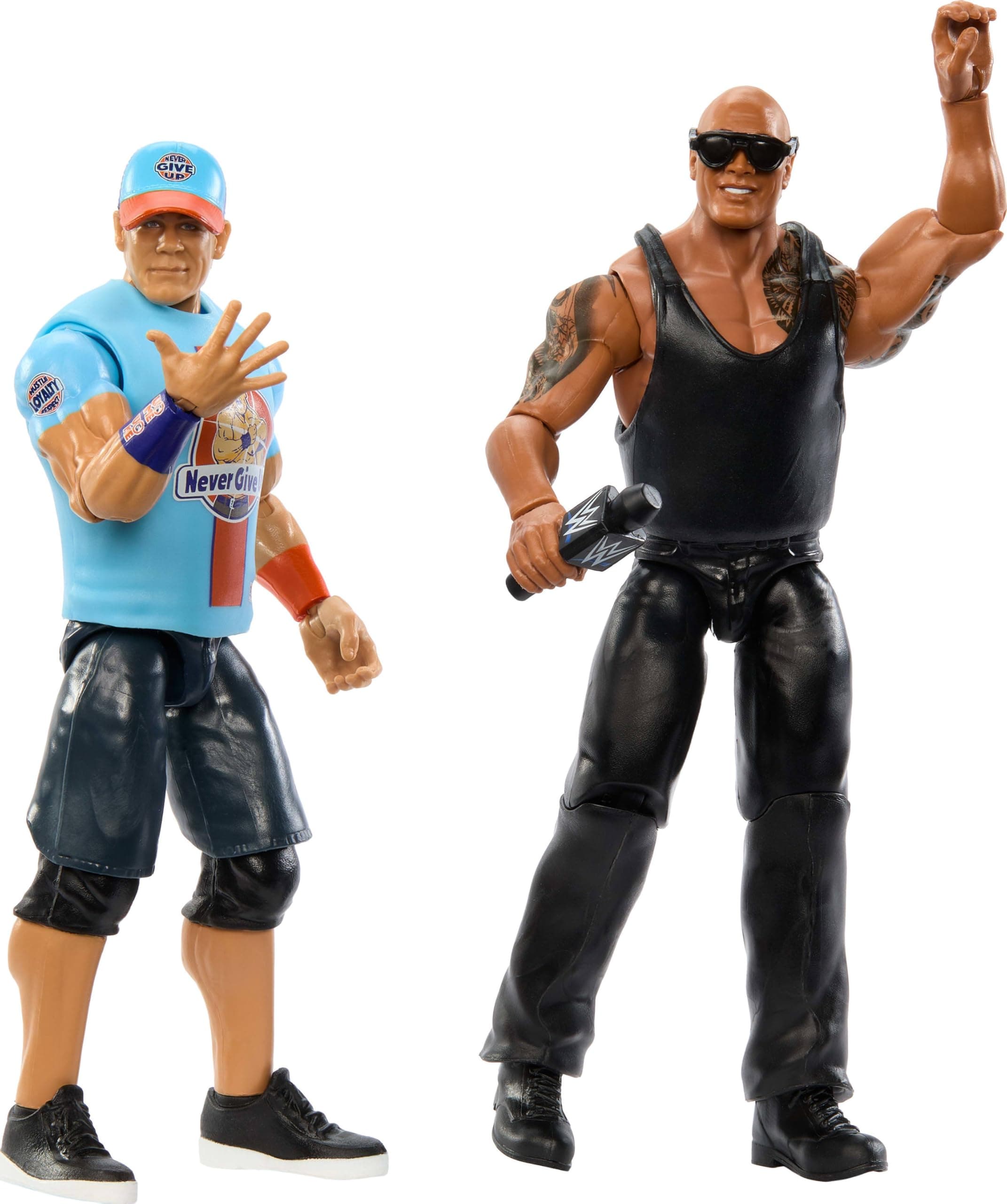 WWE Main Event Championship Showdown 2-Pack Action Figures & Accessory, Series #19 The Rock vs John Cena Collectible Set