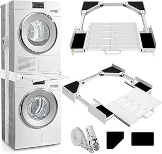 Kiss Core Washer Dryer Stacking Kit, Universal Washer Dryer Stacking Kit with Pull-Out Sliding Plate, Adjustable 29"-21" Stacking Kit for Washer and Dryer with Ratchet Strap