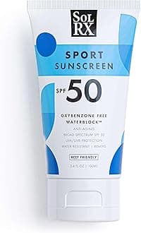 SolRX SPORT SPF 50 Sunscreen, Oxybenzone Free, Broad Spectrum UVA/UVB, Fragrance Free, Reef Friendly