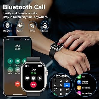 Smart Watch with Bluetooth Call, 1.85'' HD Smart Watches for Men Women, Fitness Tracker with Heart Rate/Sleep Monitor, 110+ Sport Modes, IP68 Waterproof, High-capacity Battery for Android iOS (Black)