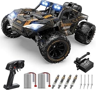 DEERC 1:14 Crawler RC Car, 48Kph High Speed RC Truck with LED Headlight for Boys Aldult, Offroad 4x4 2.4Ghz Remote Control Car, Monster Truck Toy, 2 Batteries, 40 Mins Running Time