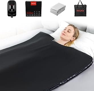 Portable Infrared Sauna Blanket, Detox & Relaxation at Home, Adjustable Timer 1-60 Min, Temperature Range 95-167℉, 6 ft x 2.6 ft, Durable PU Leather Cover