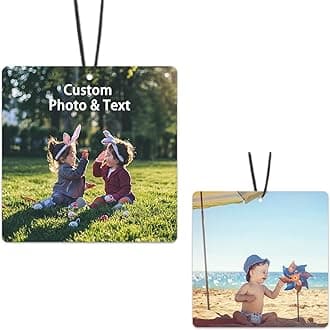Custom Air Freshener for Car - Double Sided Photo Personalized Car Scents Air Freshener, Smell Air Fresheners With Picture for Wardrobe, Bathroom,Hanging Ornaments (Square)