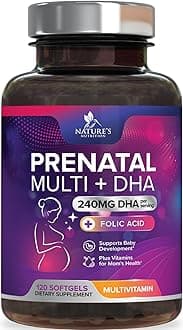 Prenatal Vitamins for Women with Folic Acid + Omega 3 DHA for Fetal Brain Development, Best Prenatal Vitamin Supplement, Daily Pregnancy Multivitamin Nutritional Support, Non-GMO - 120 Softgels