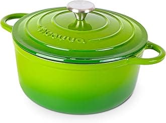 – Nuovva Enamelled Cast Iron Dutch Oven Pot with Lid – 5 Quart Casserole Dish – Ceramic Dutch Oven for Bread Baking, Roasting, Braising & Stews – Oven Safe up to 500°F – 24cm Green